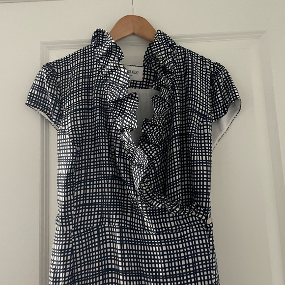 Elizabeth McKay Scotland Silk Wrap Dress Blue Check - Picture 8 of 12